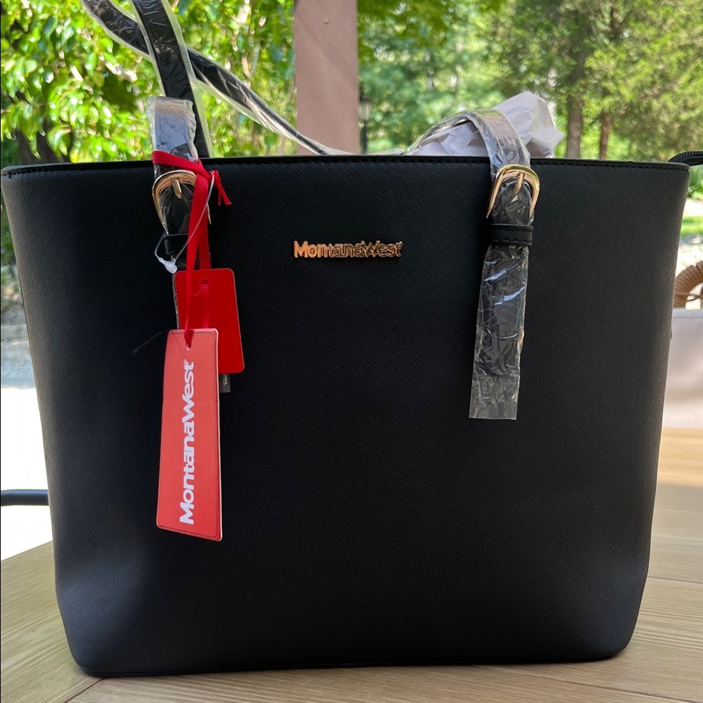 Montana West Sleek Black Tote